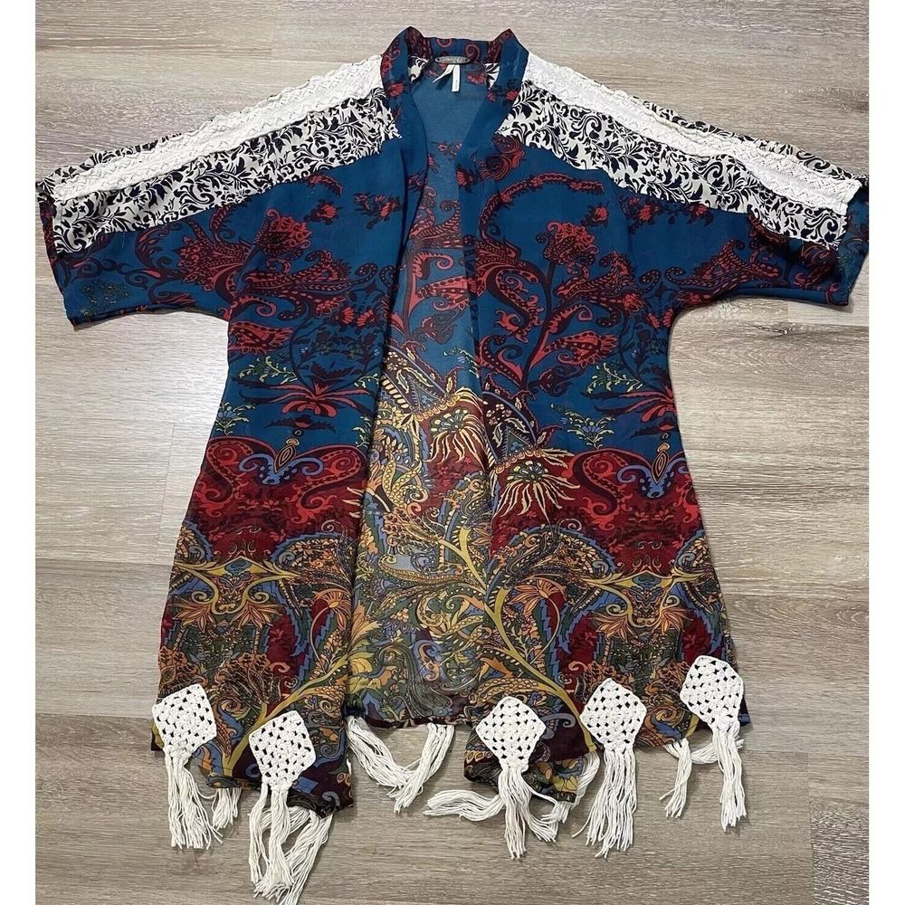Gimmicks By BKE Womens‎ Size S Open Front Cardigan Top Floral Short Sleeve